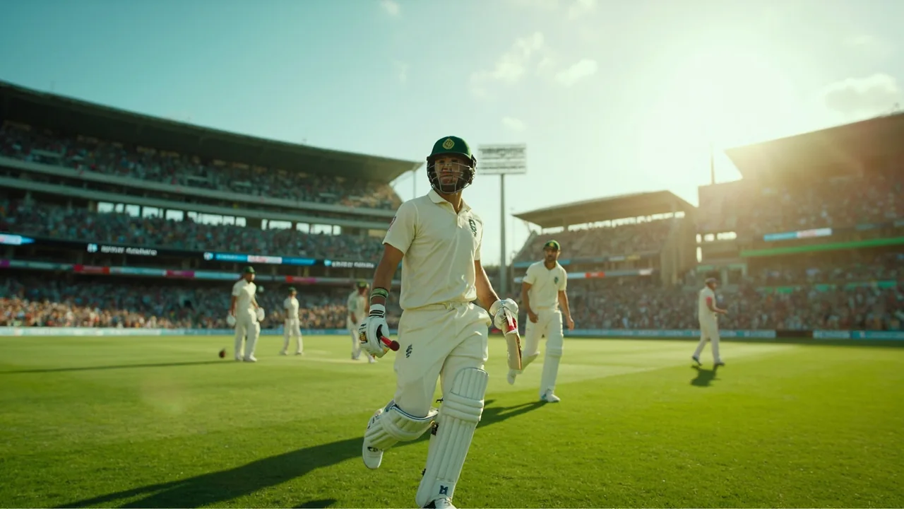 Wide view of an English cricket ground on a summer afternoon, with the stands filling ahead of an India fixture