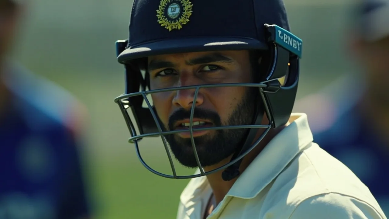 India batters in conversation at the crease during a Test session at Galle with the second-innings scoreboard in view
